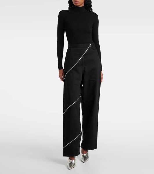 Spiral cotton wide-leg pants