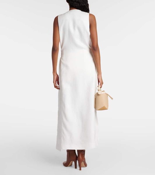 Aureo linen twill midi wrap dress