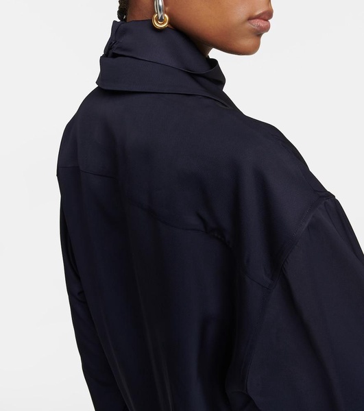 High-neck satin minidress