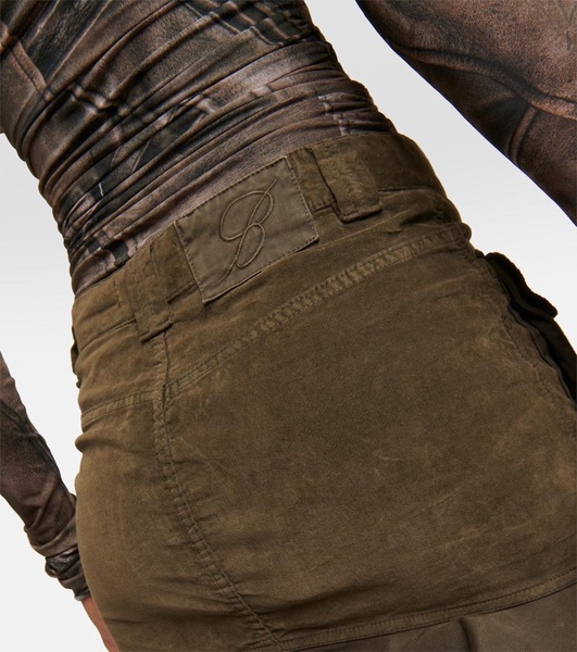Velvet cargo miniskirt