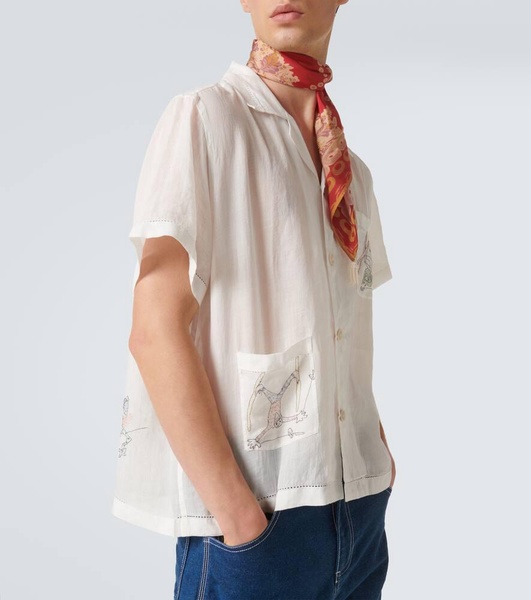Skiers linen bowling shirt