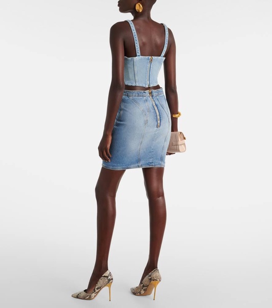 Cropped denim bustier