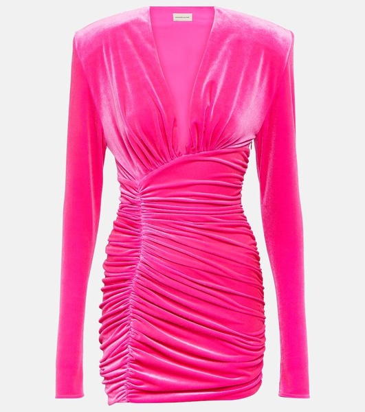 Ruched velvet minidress