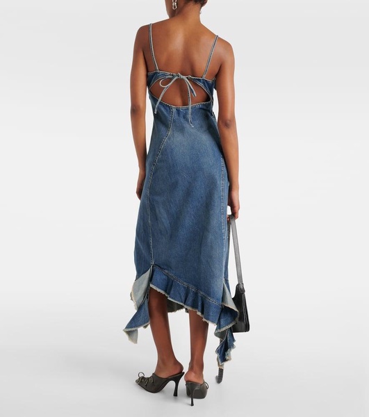 Delouise ruffled denim midi dress