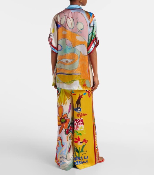 La Charrasca printed silk satin shirt