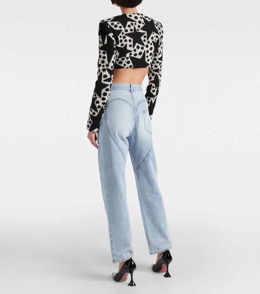 Crystal-embellished straight jeans