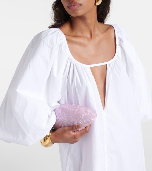 Puff-sleeve cotton maxi dress