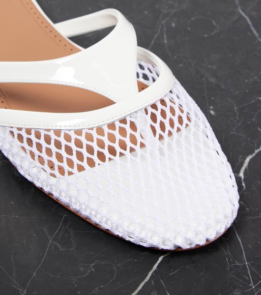 Infradito fishnet leather-trimmed mules