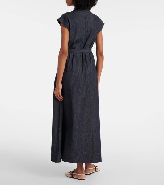 Belted denim maxi dress 