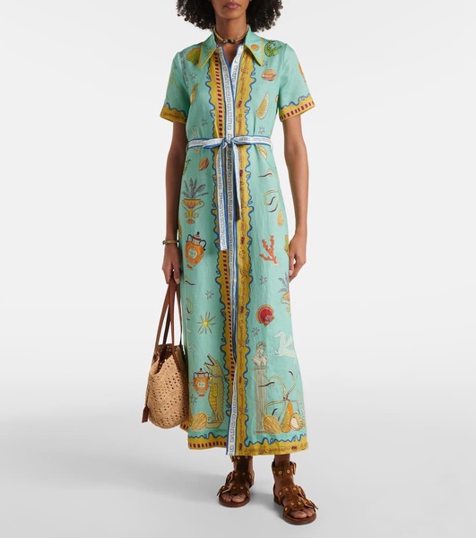 Surrealist Summer linen shirt dress