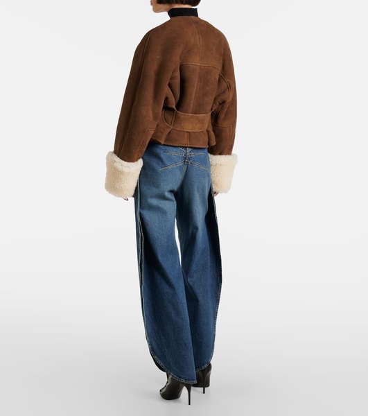 Shearling-trimmed suede jacket