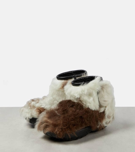 Snap shearling ankle boots