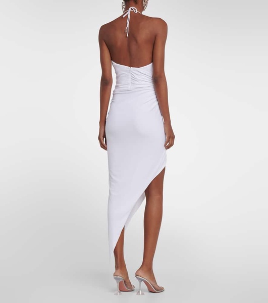 Asymmetrical halterneck midi dress