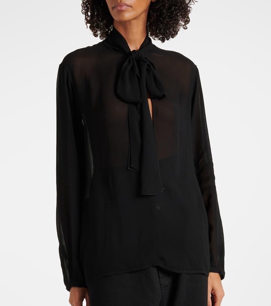 Tie-neck georgette blouse