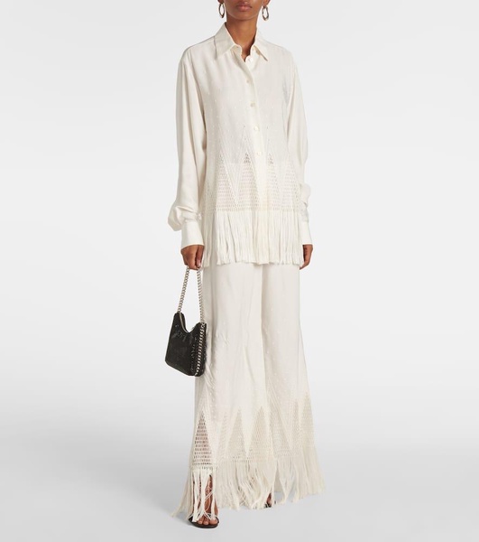 Fringed wide-leg pants