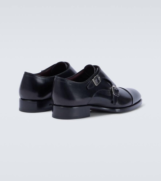 Leather monk strap shoes