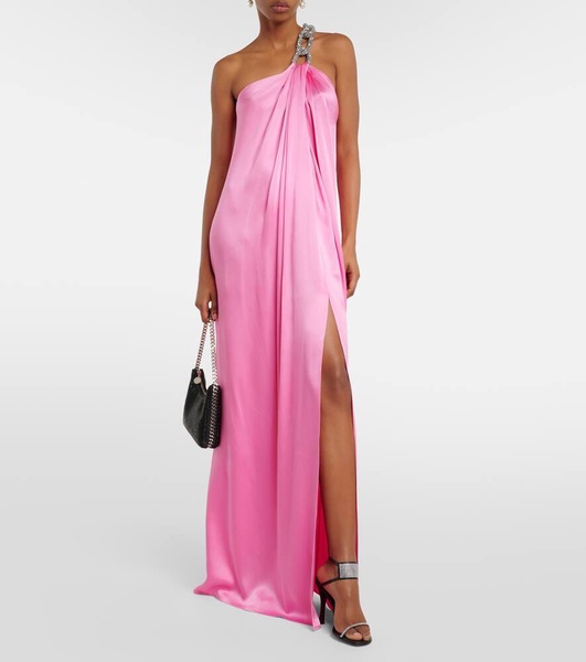 Falabella chain-detail satin gown