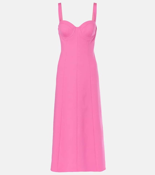 Bustier wool-blend midi dress