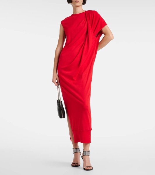 Draped wool maxi dress