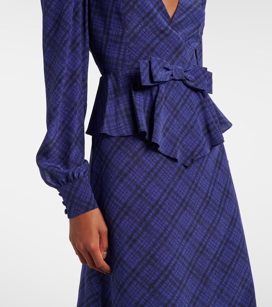 Tartan silk midi dress