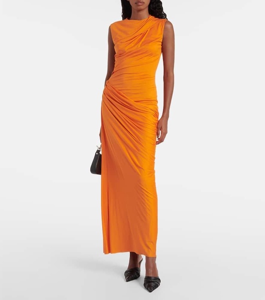 Draped silk jersey maxi dress