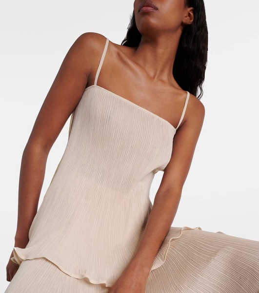 Ruffled plissé camisole