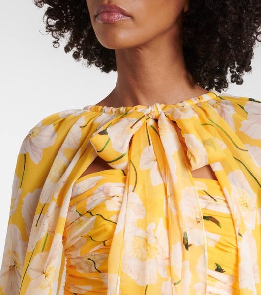 Gathered caped silk gown