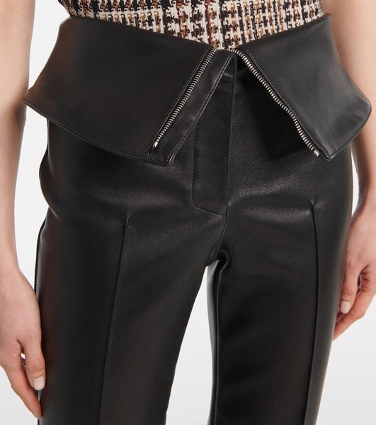 High-rise leather pants