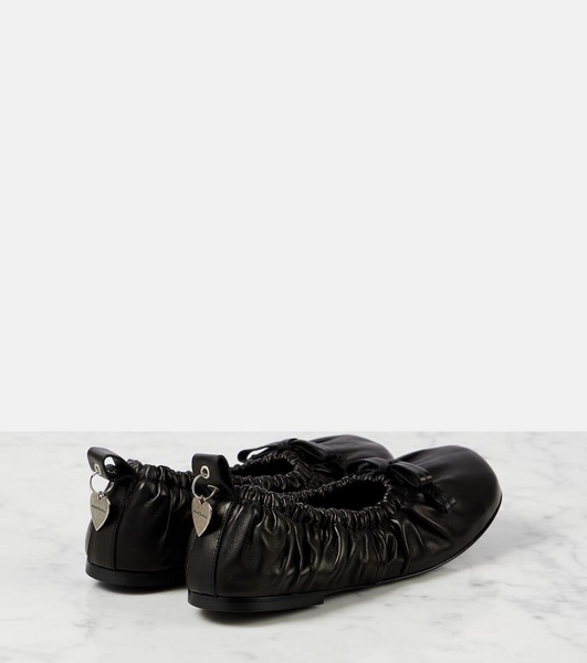 Bow-detail leather ballet flats
