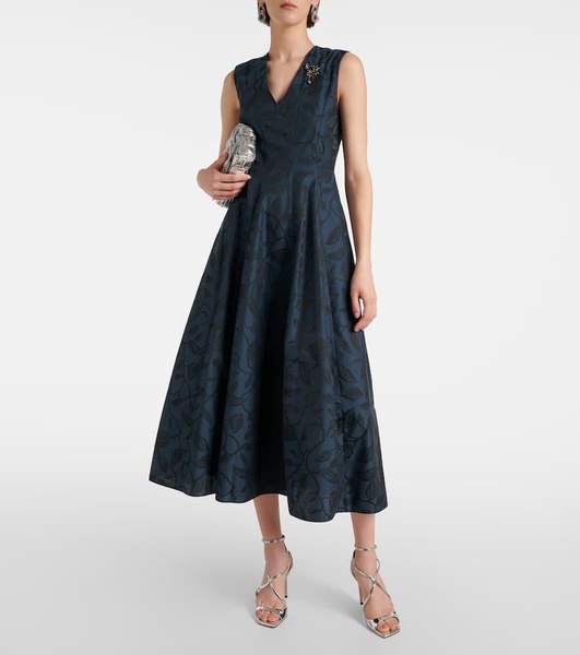 Diego pleated jacquard midi dress