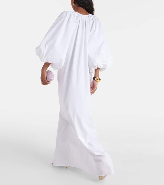 Puff-sleeve cotton maxi dress
