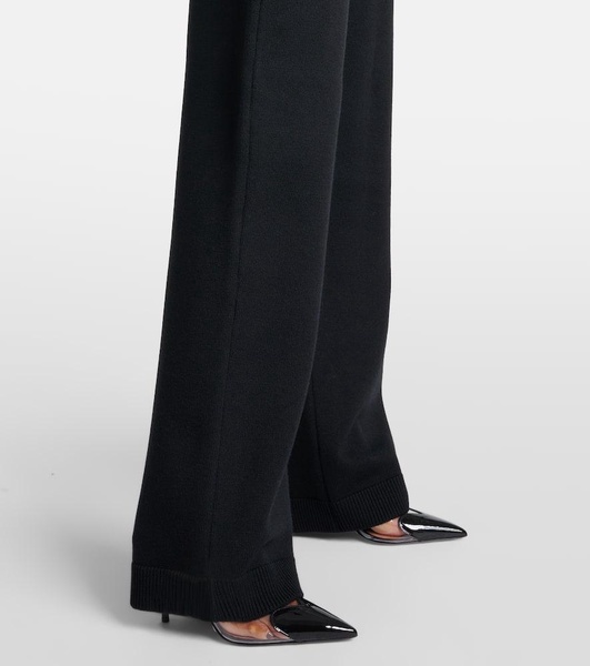 High-rise wool-blend straight pants