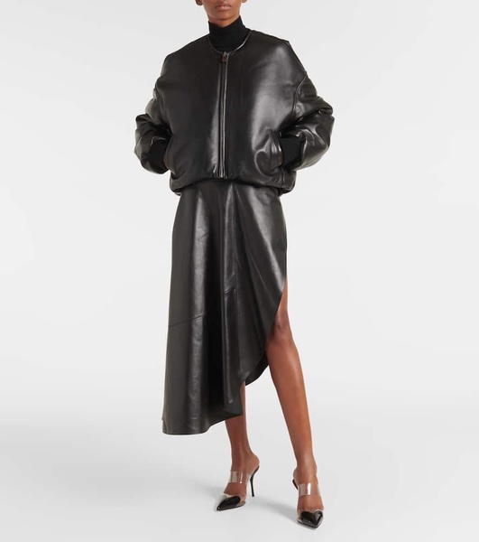 Leather bomber jacket