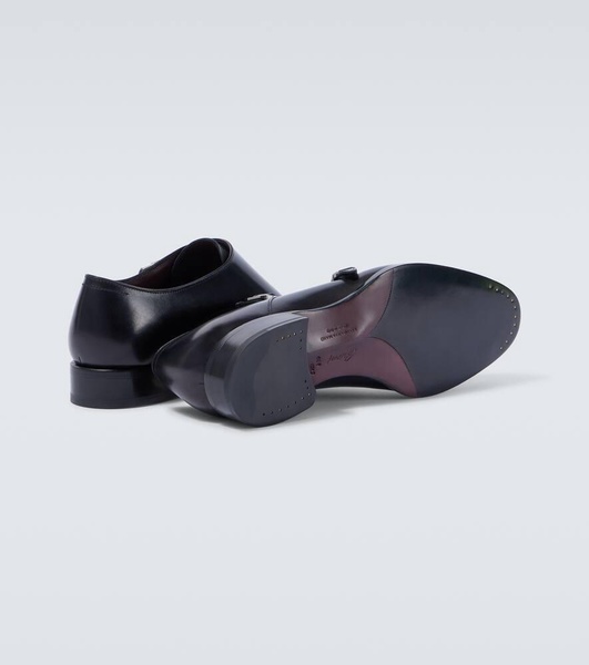 Leather monk strap shoes