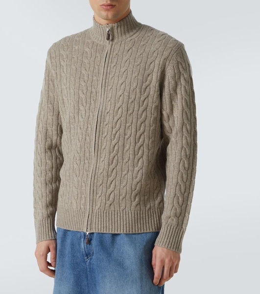 Cable-knit high-neck cashmere sweater