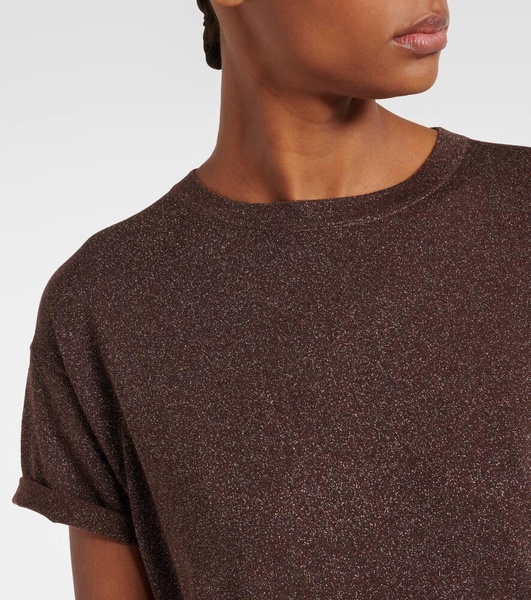 Cashmere and silk-blend lamé top