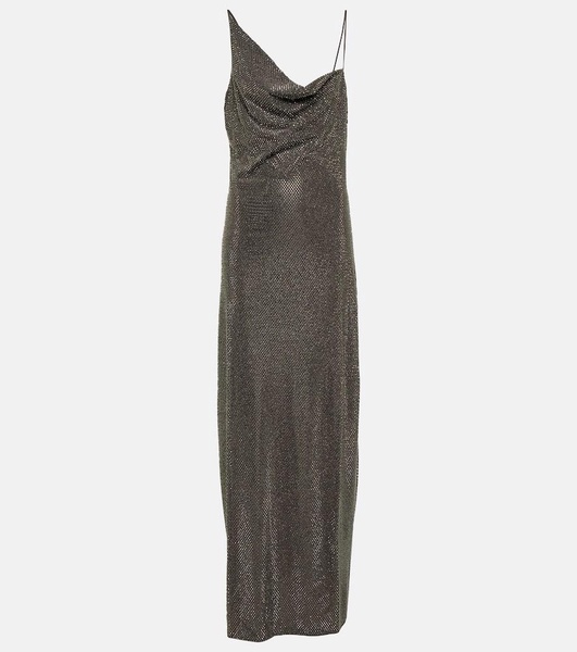 Asymmetric embellished maxi dress