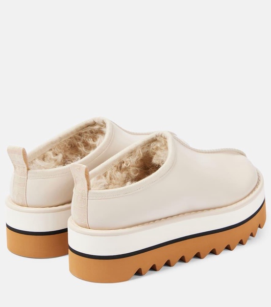 Sneak-Elyse faux fur-lined faux leather mules