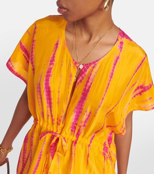 Tie-dyed silk kaftan