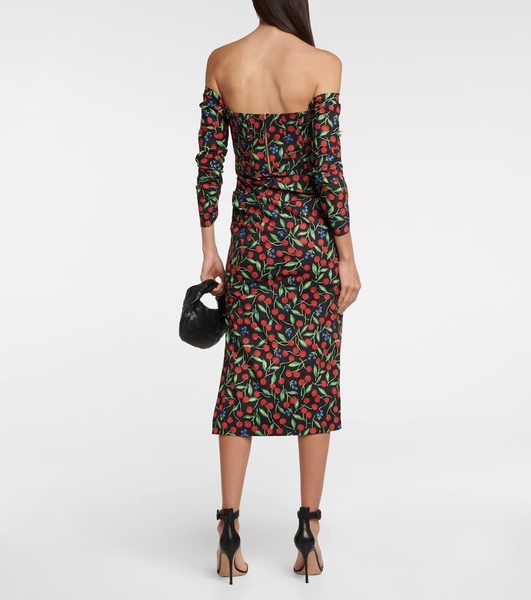 Off-shoulder cotton-blend midi dress