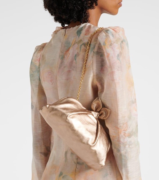 Bow Tie metallic leather clutch