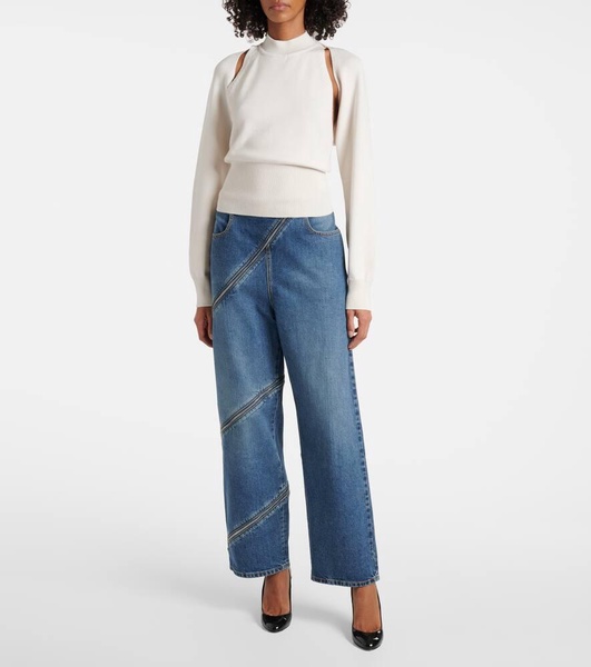 Zip-up wide-leg jeans