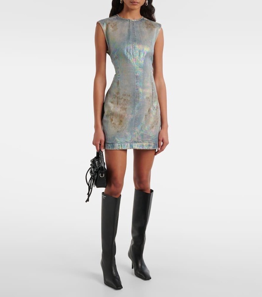 Coated denim twill minidress