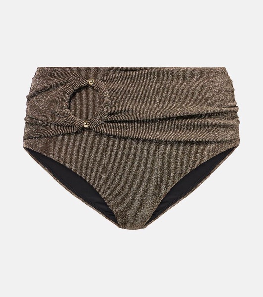 Dorit high-rise lamé bikini bottoms