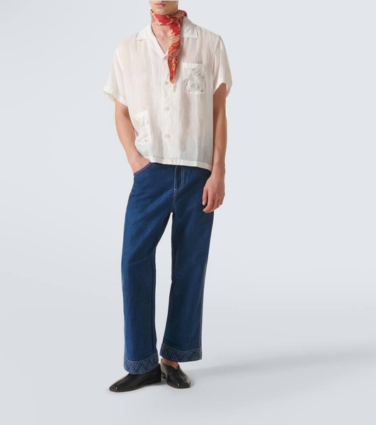 Skiers linen bowling shirt