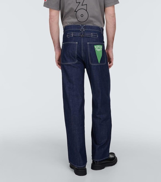 Sailor embroidered wide-leg jeans