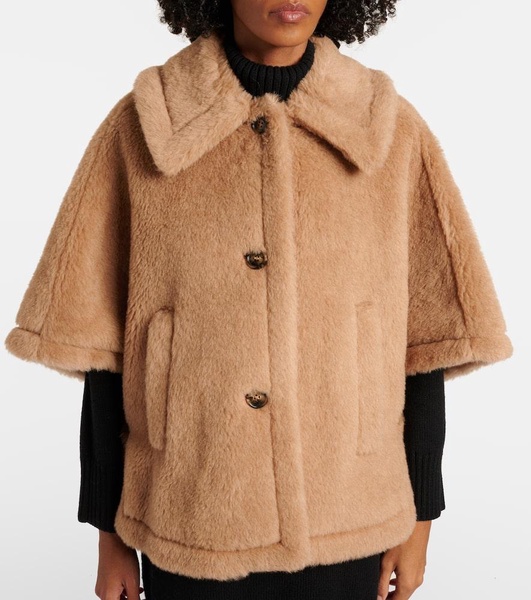 Tenebre alpaca, cashmere and silk teddy cape
