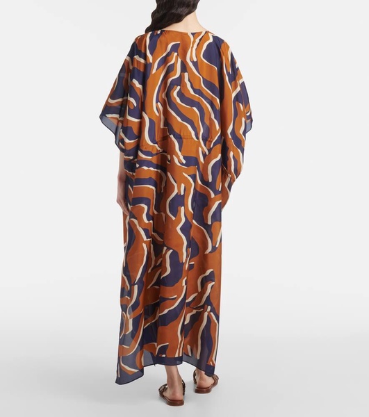 Archipel printed gathered silk kaftan