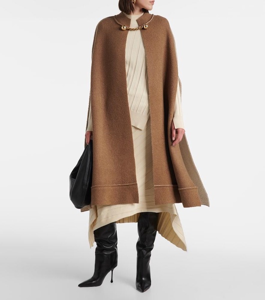 Wool-blend bouclé cape 
