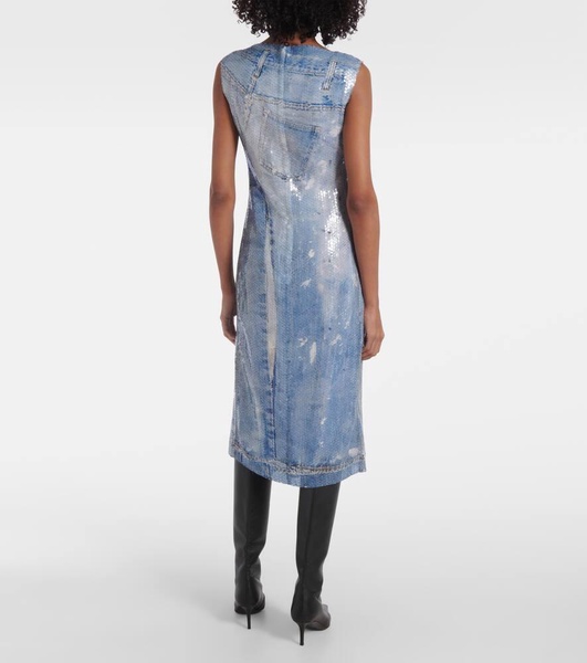 Sequined printed midi dress